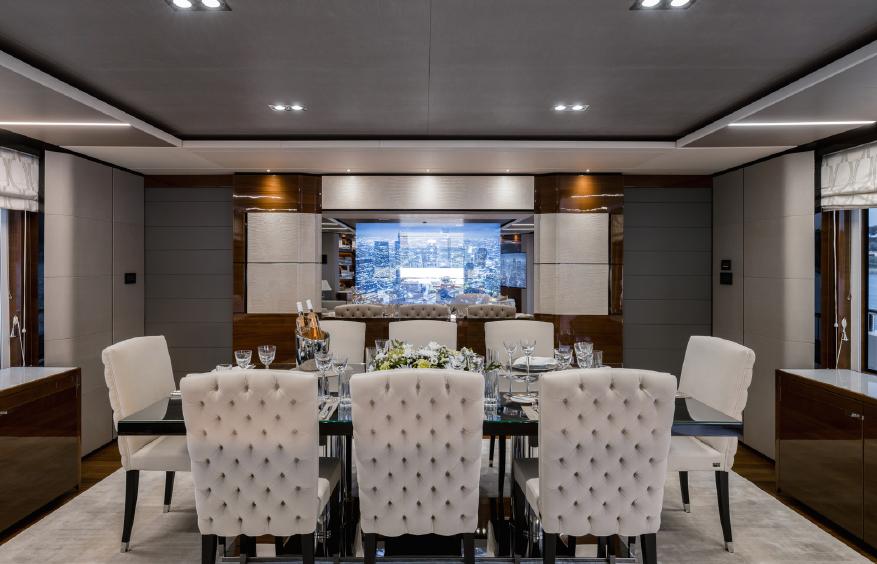 RIVIERA LIVING Main Saloon Dining Area Set Up Luxury Yacht Browser